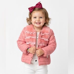 Cool Prince Pink Ruffle & Bow Coat